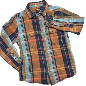 Kavu Carrick Bend Shirt Ocean Depth Plaid Gorpcore Shirt Mens Size M Shacket
